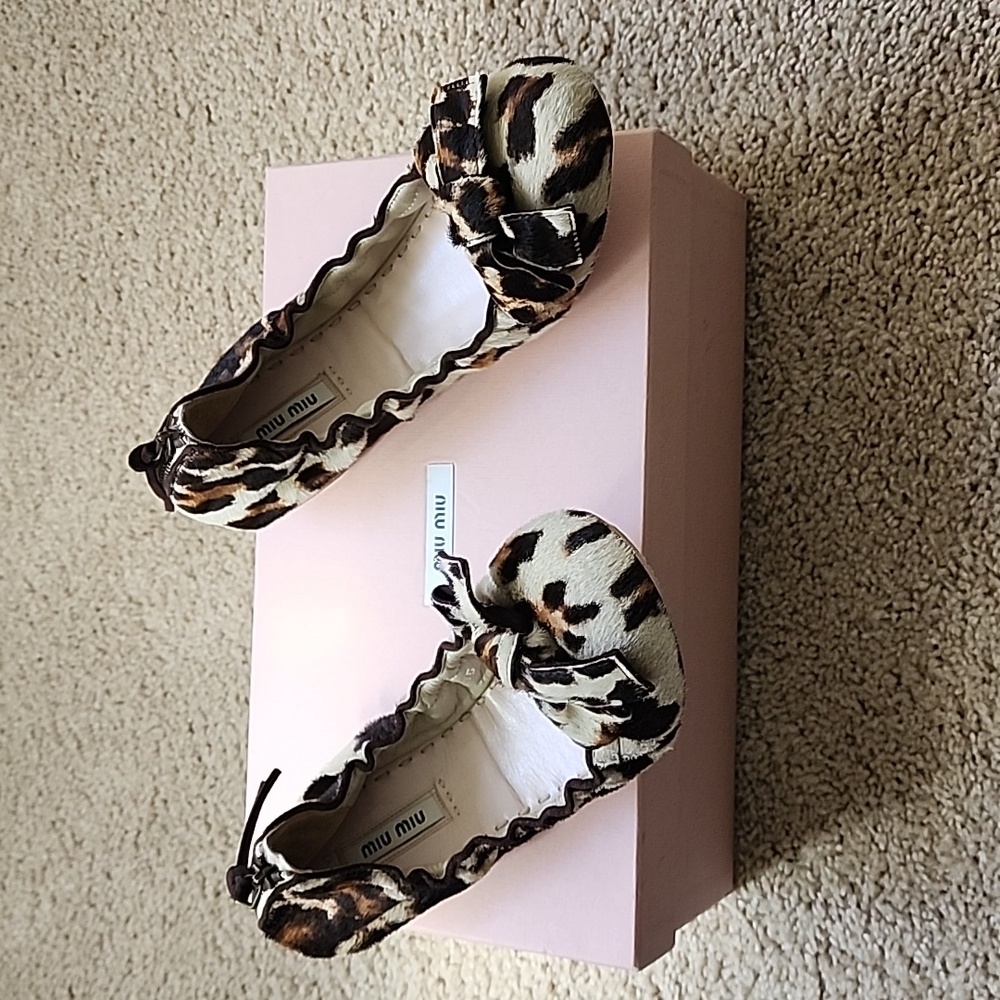 Miu Miu Leapord Calf Hair Flats NWT